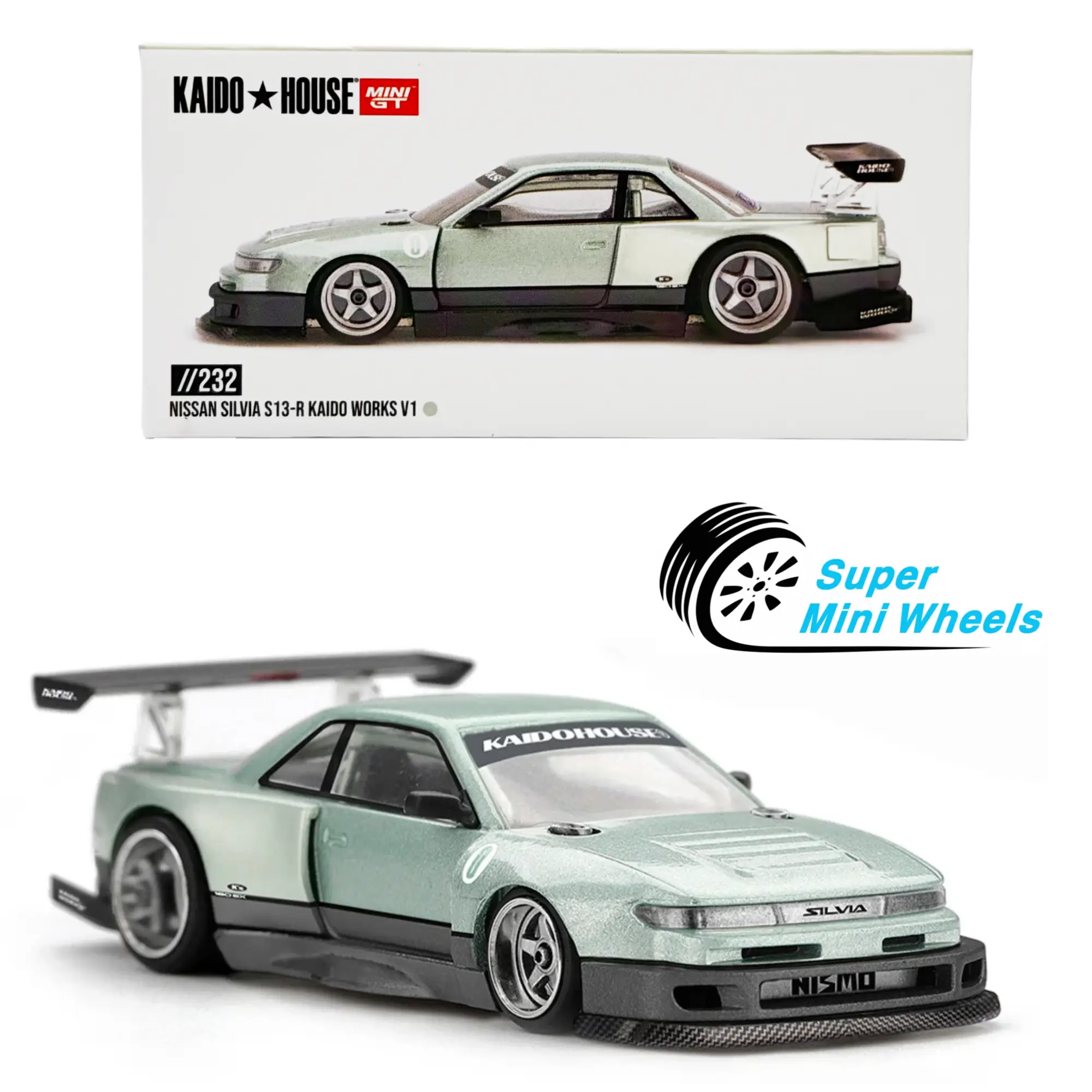 Kaido House x Mini GT 1:64 Nissan Silvia S13-R KAIDO WORKS V1 Green #232