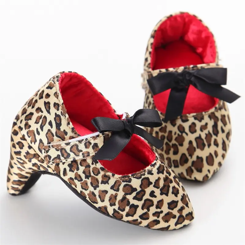 Newborn Baby Girls Princess Shoes, Bowknot Crib With High Heels Moccasins for Photography Props