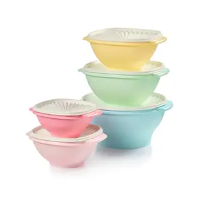 Tupperware Vintage Servalier Bowl Set 5-Piece Stackable Storage Bowls with Tight-Sealing Lids 3.5 to 17.25 cups for Kitchen Organization; 3½-c, 5¼-c, 8-c, 11¾-cup, 17¼-cup