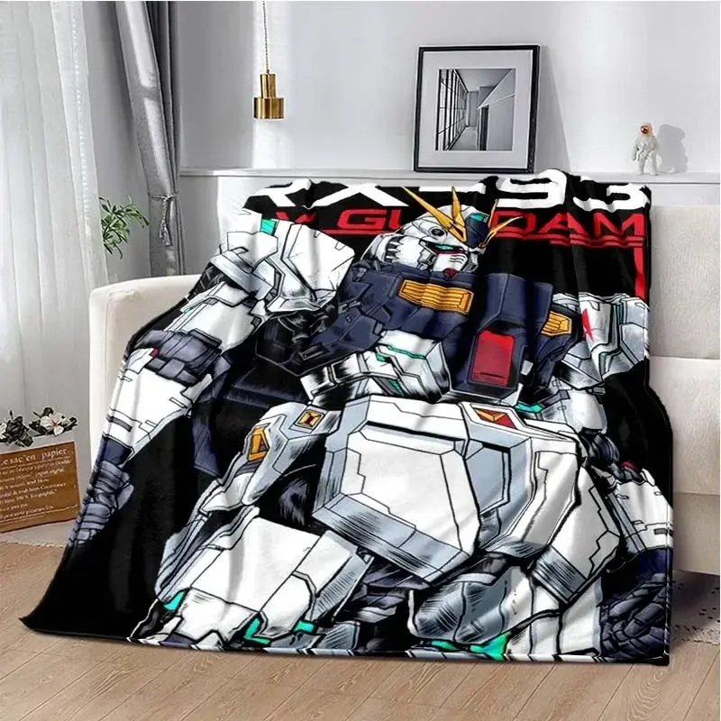 Japanese Anime GUNDAM Printed Flannel Throw Blanket, Cozy Soft Warm Bedding, Customizable for Children's Room & Living Room Sofa Cover