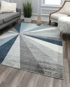 Rugs America RA28277 8x10 ft Aurea KA20A Hale Blue Geometric Contemporary Decorative Area Rug
