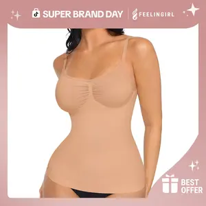 FeelinGirl Tummy Control Cami Tanks Seamless Camisole Tops Womenswear Spaghetti Strap  Live Only Basic Comfort Sleeveless