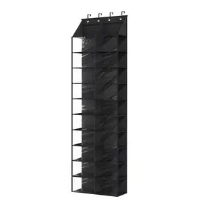 【GARVEE】10-Layer Over-the-Door Shoe Organizer - 163x52.5x19.5 cm, 20 Deep Pockets for 40 Shoes, Durable Oxford Fabric with 4 Metal Hooks, Space-Saving Storage Solution for Hallway