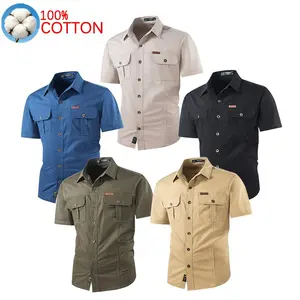 Men’s short-sleeve button-down shirt — durable workwear top with reinforced pocket, ideal for outdoor activities and everyday casual wear; short sleeves, buttons