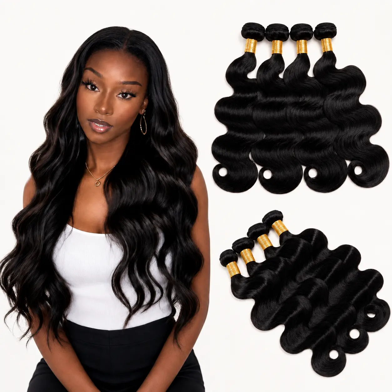 Human Hair  Bundles Brazilian Virgin Unprocessed Hair Deals Human Hair Extensions Quick Weave Human Hair Natural Black Color