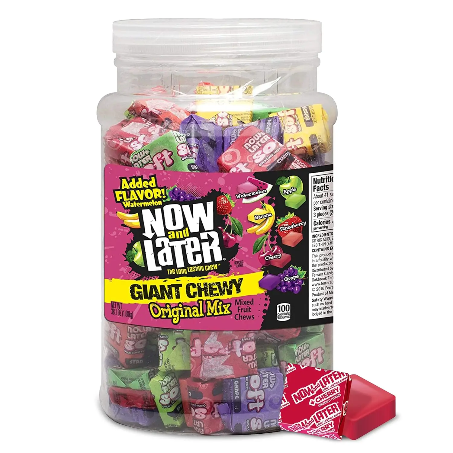 and Later Giant Chewy Original Mix Candy, Mixed Chew Candy, 38 Ounce Tub