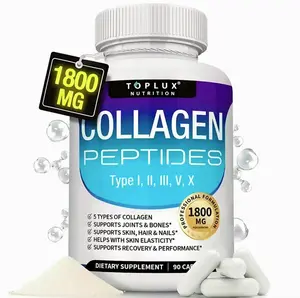 1800 mg Collagen Peptides 5 Complex HealthBeauty Fitness Dietary Supplement 90 Capsules Bottled in USA Edible Healthcare Colagen
