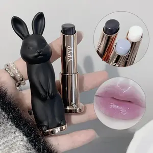 Rabbit Black Rose Lip Balm Gloss Not Dryness Peach Transparent Lip Tint Moisturizing Power Lipstick Makeup Base For Girls Hydrating Lipgloss Daily Lightweight with Rabbit & Black Rose Theme lip stain lip gloss lip stain peel