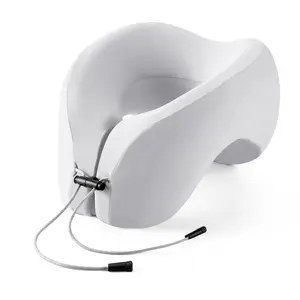 JIAAO Neck Pillow for Traveling, Upgraded Travel Neck Pillow for Airplane 100% Pure Memory Foam Travel Pillow for Flight Headrest Sleep, Portable Plane Accessories, Light Grey infinity pillow