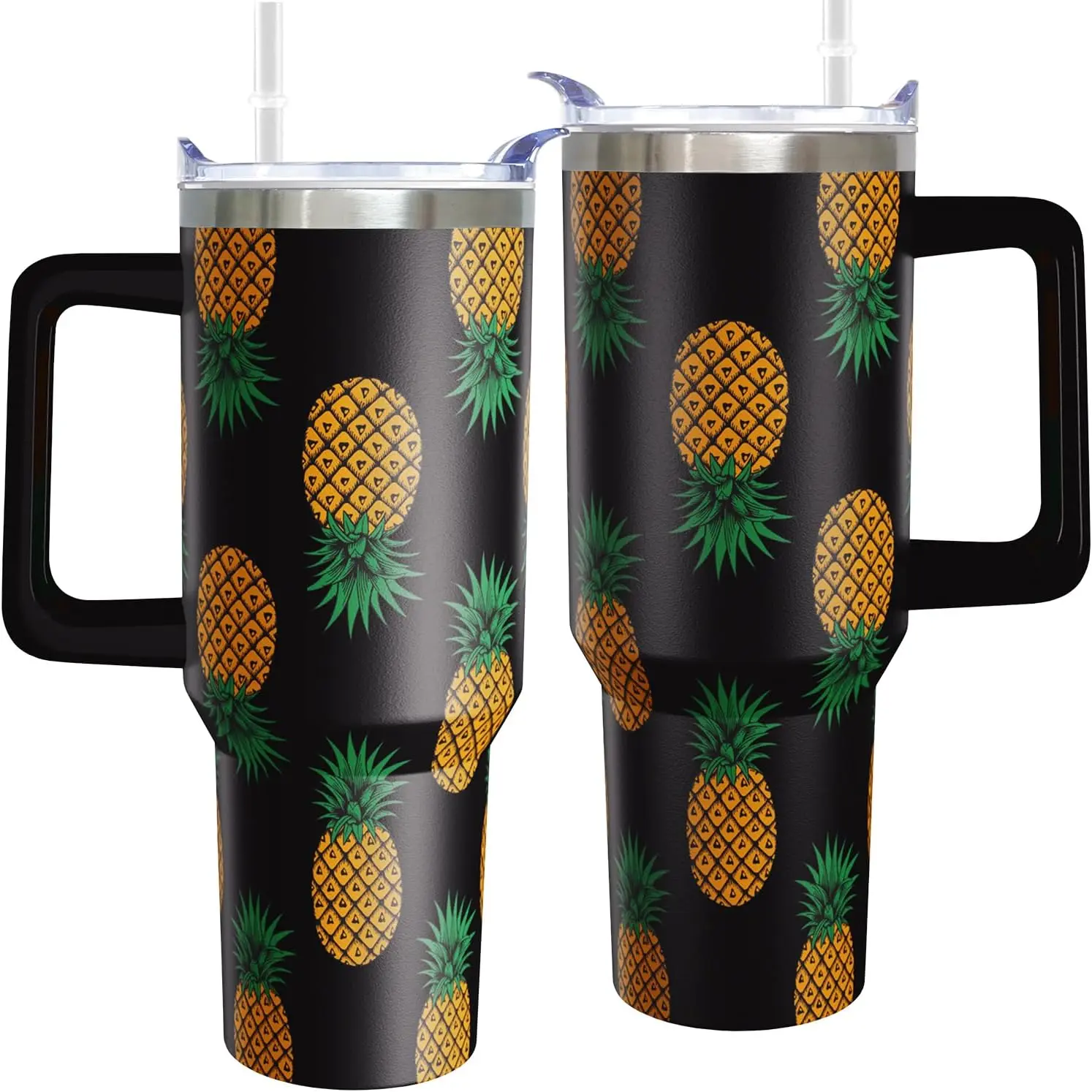40 oz Pineapples Tumbler with Handle Pineapples Gifts for Women Insulated Stainless Steel Coffee Cup with Straw Travel Mug with Lid Water Bottle For Kids 40 OZ Stainless Steel Tumbler