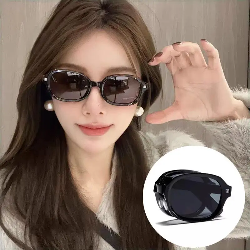 new fashion korean style foldable portable retro sunglasses ins trendy high end sunglasses uv protection polarized sunglasses for women men outdoor driving travel beach party