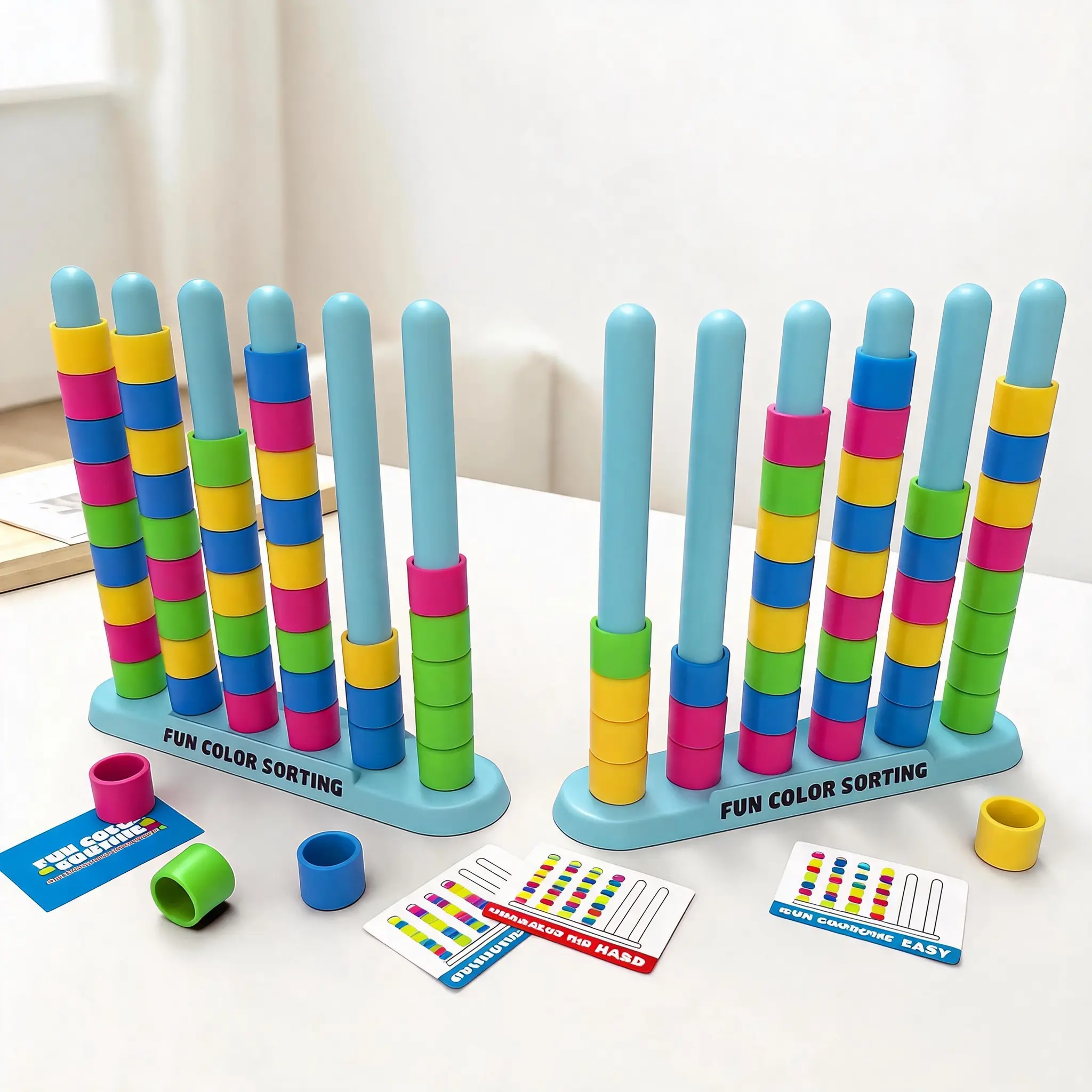 Fast-paced color stack puzzle game,1/2 PCS color stack challenge card,Spatial Thinking Training Stacking Cups toy,party family game night for kids and Adult,Children's birthday and Christmas gifts