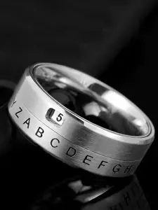 Project Mc2 Secret Code Stainless Steel Ring, Alphabet Numeric Rotating Decoder Design, Creative Unisex Jewelry, Ideal for Men and Women