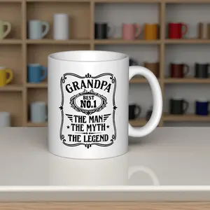 Grandpa Best No 1 Ceramic Coffee Mug 11oz Novelty Reusable Dishwasher Safe Ideal for Hot Beverages and Summer