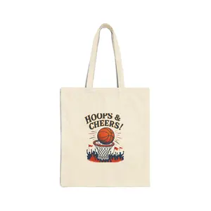 Hoops & Cheers Basketball Tote Bag | Court Crowd Graphic