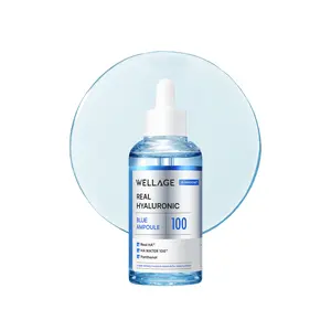 Wellage Real Hyaluronic Blue 100 Ampoule | Lightweight, Hydrating Facial Serum, Hyaluronic Acid, Dewy Skin, Korean Skincare