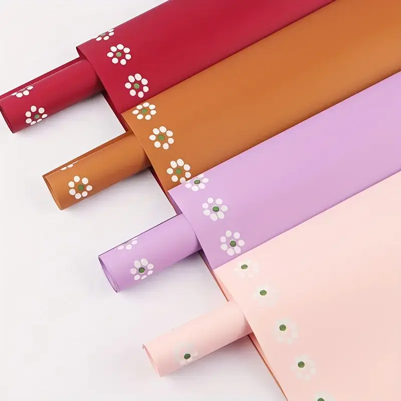 Plum Blossom Edge 20 Sheets Premium Waterproof Floral Wrapping Paper for Gifts, DIY Crafts & Florist Supplies