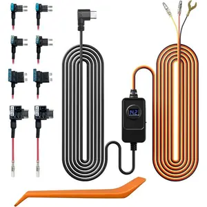 REDTIGER F7N Dash Cam Hardwire Kit USB C Port, Dashboard Camera Car Charger Cable Kit 12V- 24V to 5V w/Fuse Kit, Low Voltage Protection for Dash Cam Double-4 Fuses