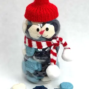 Holiday Snowman Jar filled with Snowflake Winter Gummies