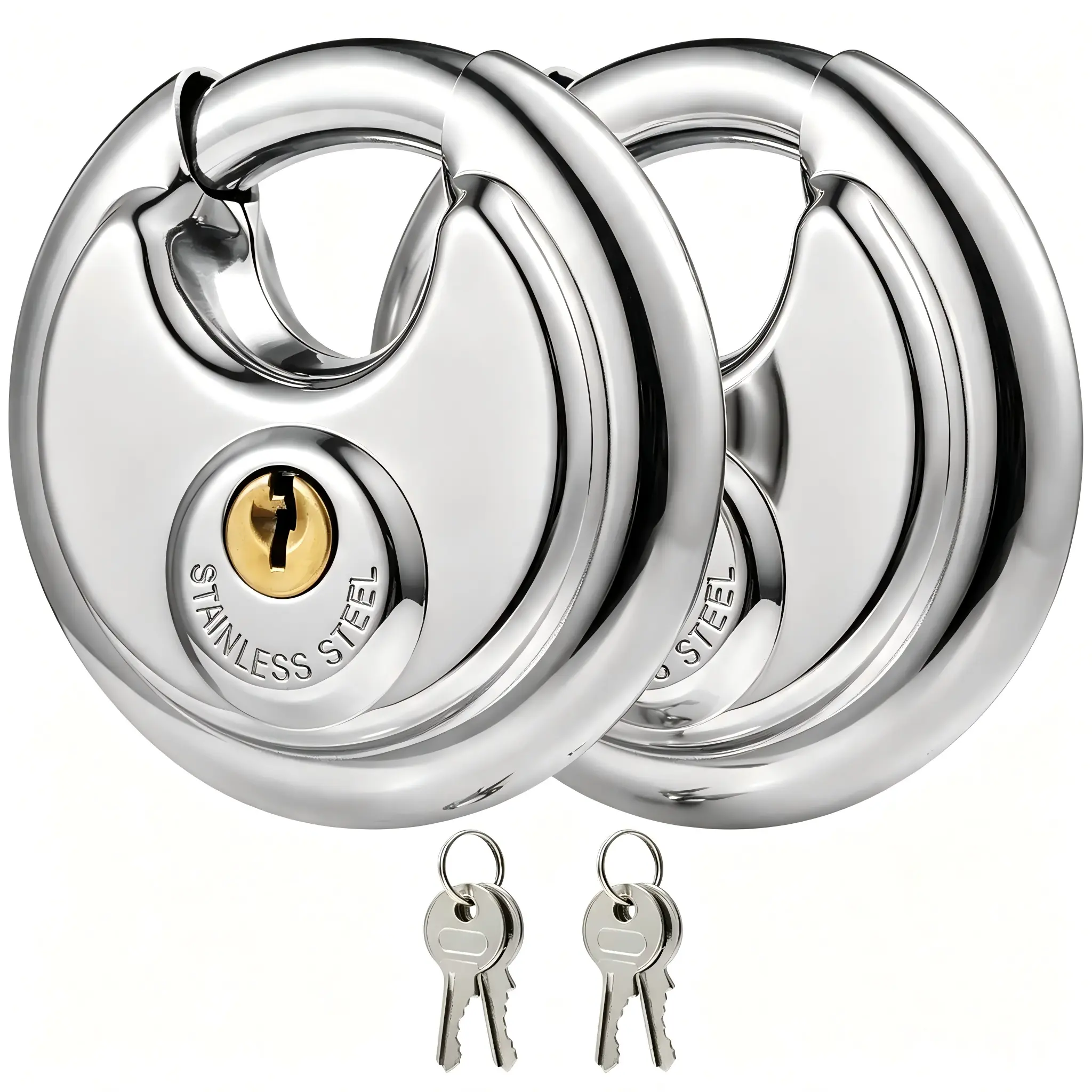 All Weather Waterproof Shrouded Disc Lock, Hardened Shackle Anti-Pry Padlock with Separate Keys for Shed, Metal Gate & Warehouse