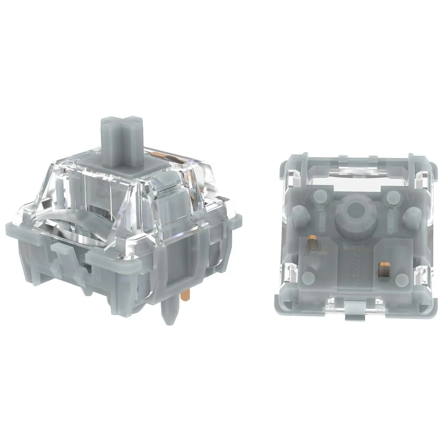 GATERON 0° Fully Silent Silver Linear Action Switches - 5-Pin Structure, Dual Rail, 45g Force, SMD LED, 100M Cycles, MX-Compatible, Transparent Cap, POM/PC/Nylon, Affordable Options for DIY Enthusiasts' MX Mechanical Keyboards, None