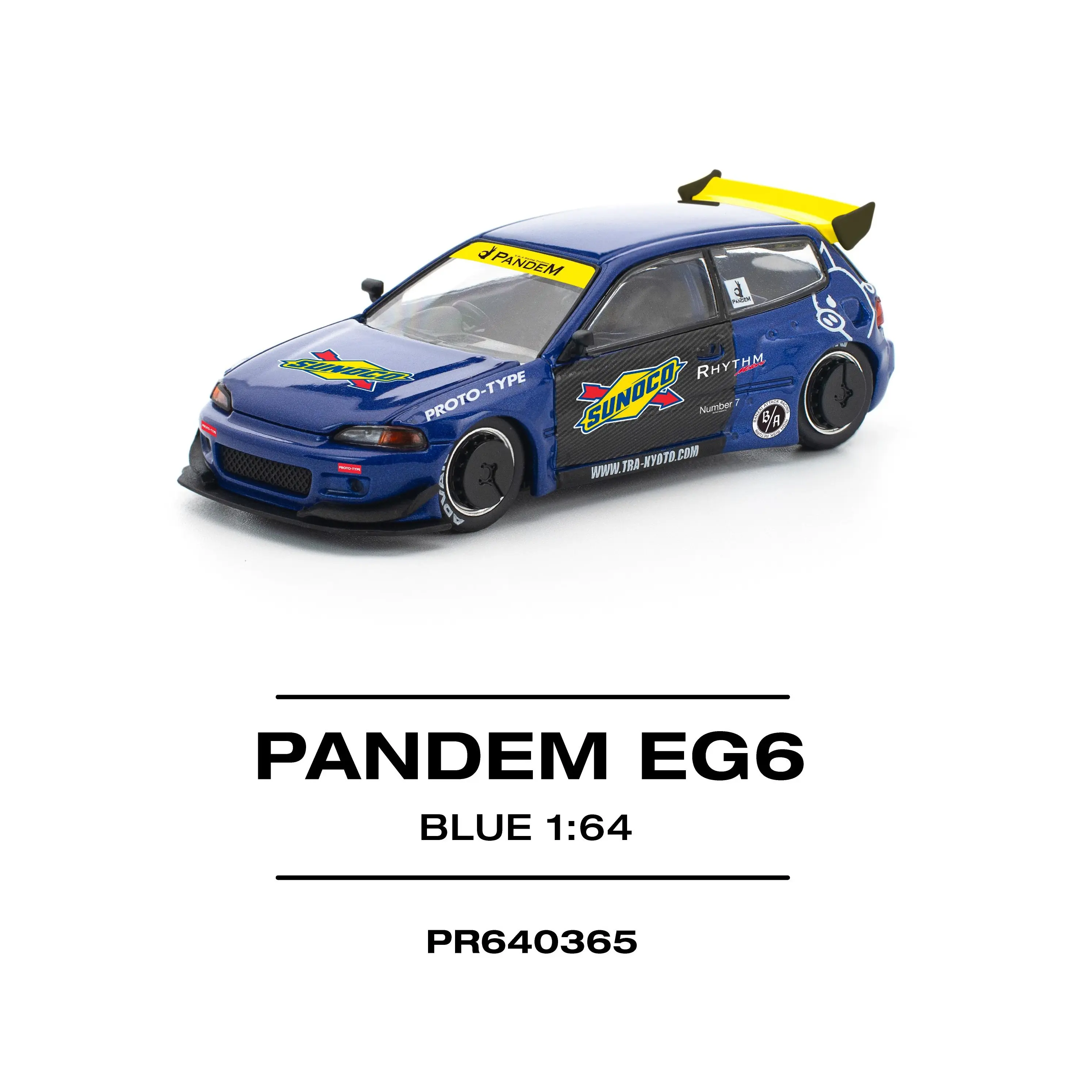 Honda Civic EG6 Pop Race 1:64 PANDEM Blue Sunoco Edition | Diecast Model Hot Wheels Alternative