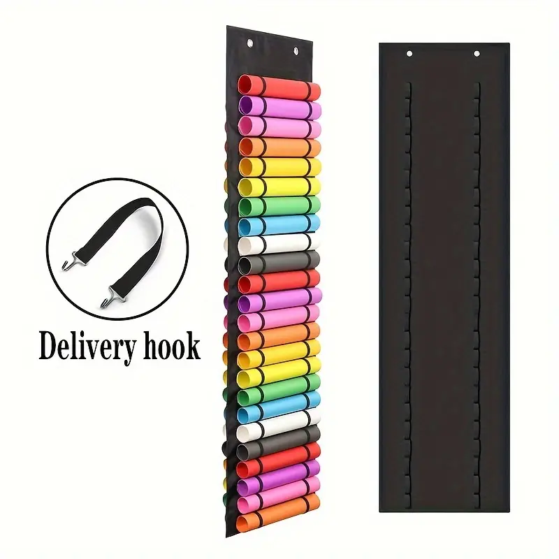 Set of 48 Compartment Vinyl Roll Rack, Dual-Sided Storage Shelf, Wall Mount/gate Mounted, Handmade Craft Hanging Organizer, Marker Pen Holder, Stationery Storage Organizer, Office Accessories, Office Essentials