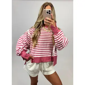 Mauve Moments Striped Sweatshirt