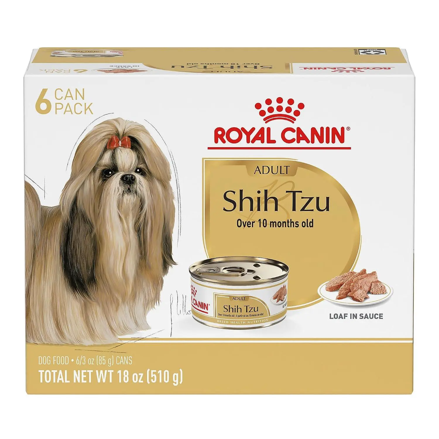 Royal Canin Shih Tzu Adult Wet Dog Food, 3 oz, 6-Pack | Skin & Coat Support, Heart Health, For Adult Shih Tzus 10+ Months, Loaf in Sauce, Developed by Veterinarians