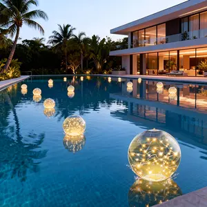 2-Piece Solar Floating Lamp Set with Inflation Pump, Pool & Outdoor Garden Party Decor, Hanging or Floating Usable Lamp