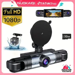 Nuokaiqi 360° Protection Windshield-Mounted Dashcam - Car Footage Recorder with 4 Screens, Starlight Night Vision, WiFi, Dual-Camera Setup for Automotive Use (Car Stuff)