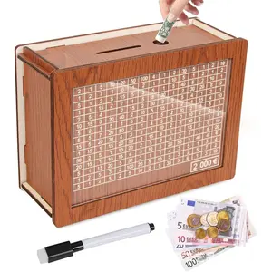 10000 Savings Challenge Box, Money Saver Box 10k Smash, Wooden Digital Save Piggy Bank for Adults Kids, Cash Vault Wooden Savings 10,000 Dollar, Caja De Ahorros, Cashbox Kakeibo Ornaments Decor