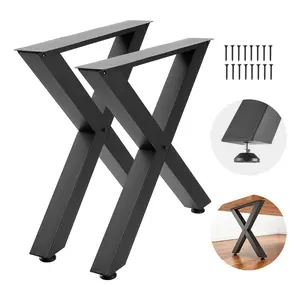 VEVOR 2-Piece Black X-Frame Carbon Steel Furniture Legs, 29.5" H x 31.1" W Thickened Steel Tubes, Adjustable, Modular Design, Easy Assembly, 2204 lbs Max Load Heavy Duty, for Home Office Desk, Workbench