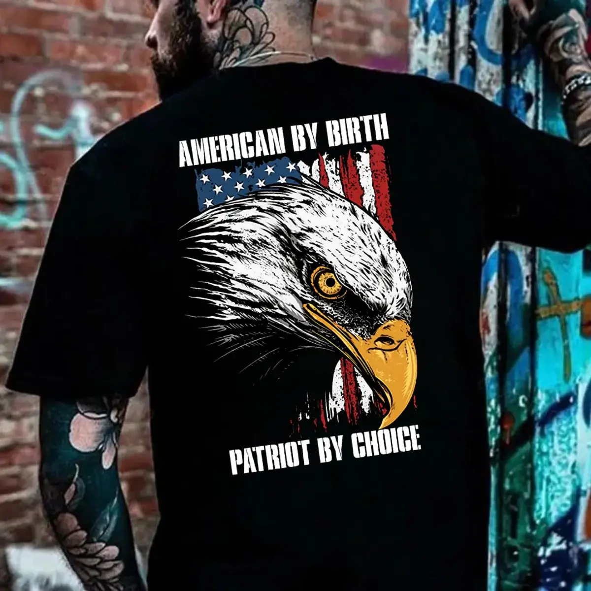 American By Birth Patriot By Choice Shirt, Bald Eagle Patriotic Usa Flag Sweatshirt For Men, Freedom Pride Hoodie, Unisex Sweater Pullover Tee
