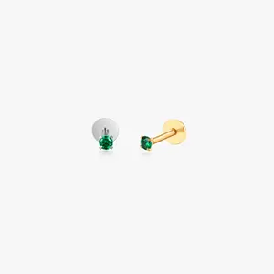 Green 2mm CZ Titanium Flat Back Stud (Single)