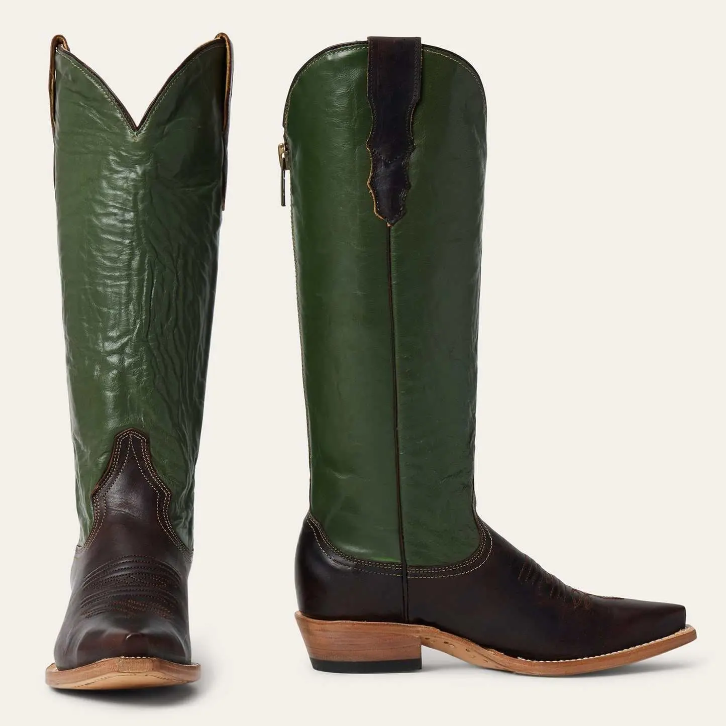 Women's Stetson Clover Leather Boots Snip Toe Handcrafted Brown