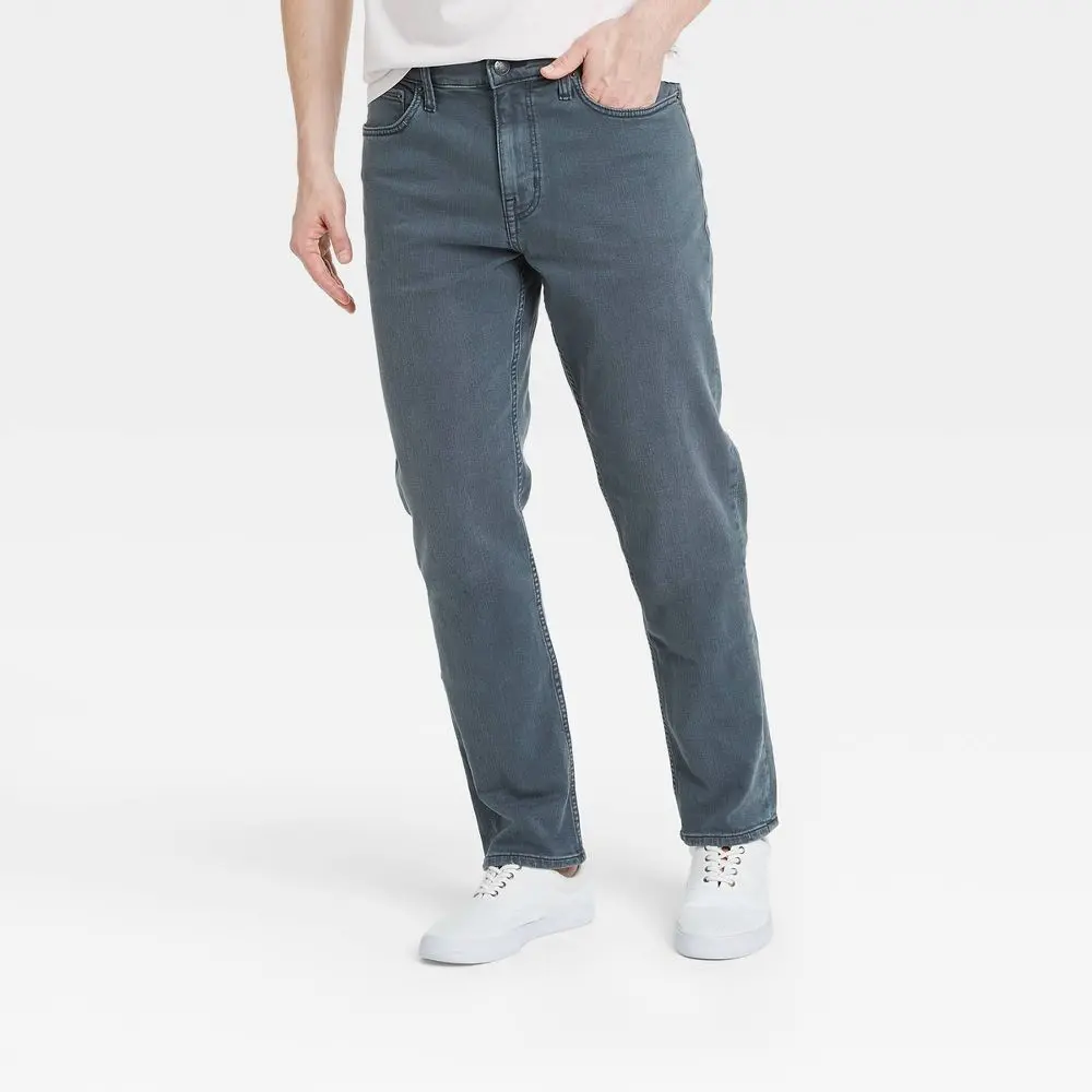 Goodfellow & Co Men's Mid Rise Athletic Fit Relaxed Leg Ankle Jeans Midweight