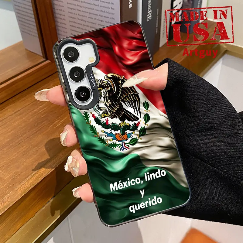 Shockproof Silicone-Cellphone Case with PC Back Casing, Shell for Samsung S22 Plus/Ultra, S23, S24 Ultra Plus, S25 Handheld Devices, Proud Mexico Protective Smartphone Cover
