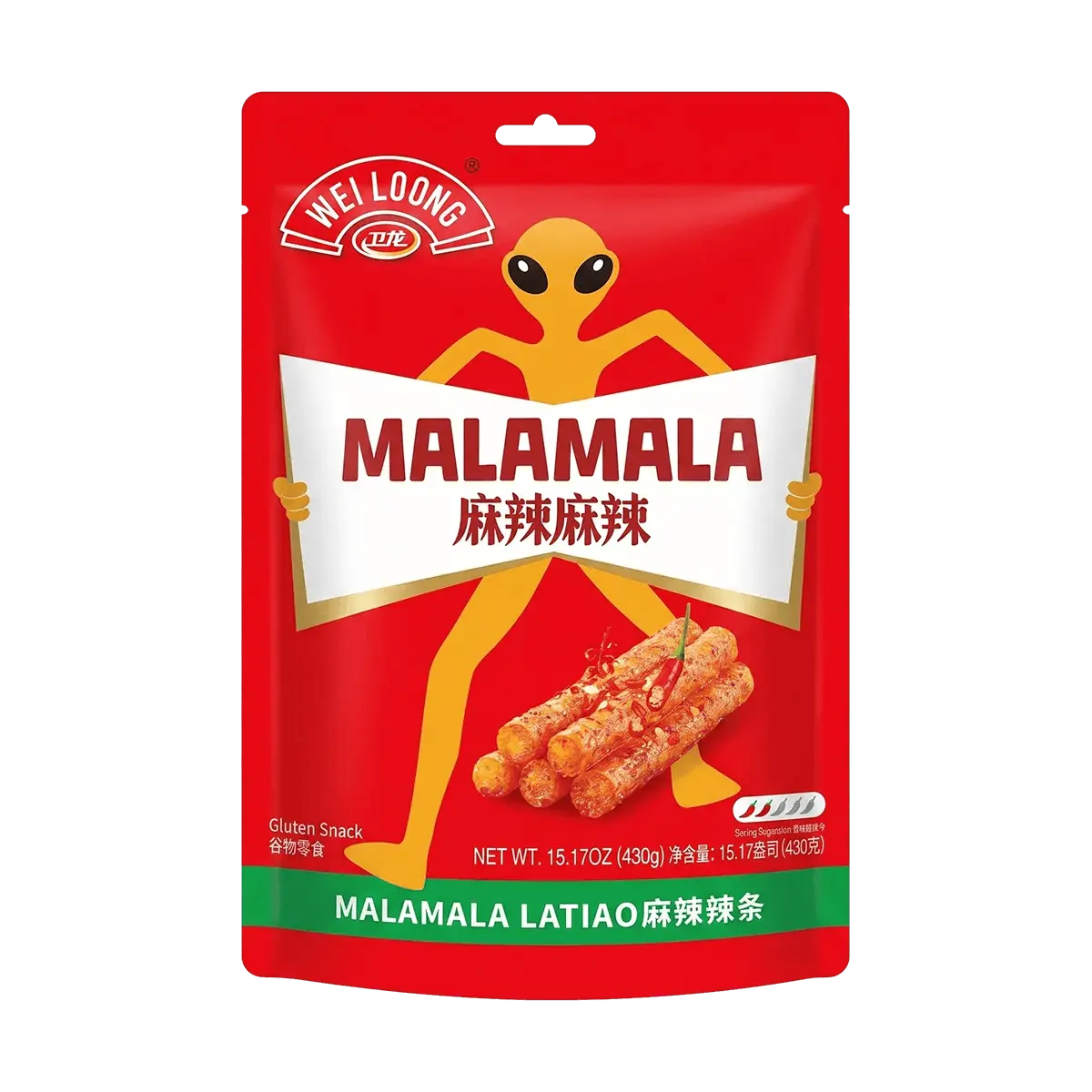 WEILONG Spicy Strips - Classic Mala Flavor, 430g - Savory, Chewy, Authentic Chinese Snack