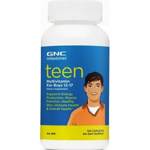 GNC Milestones Teen Multivitamin for Boys 12-17, Supports Energy Production and Muscle Function,120 Caplets