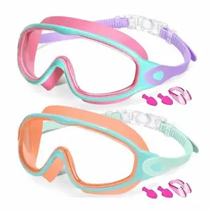 2 Pack Kids Swim Goggles for Boys & Girls (3-15) | UV Protection, Anti-Fog, High Definition & Adjustable Safety Goggles with Nose Clip.