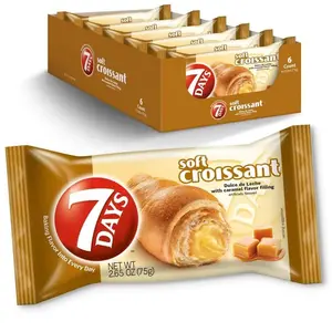 7Days Soft Croissant Breakfast Pastry Individually Wrapped On The Go Snack Non-GMO 2.65 Ounce Pack of 6 Perfect for Breakfast or Snacks