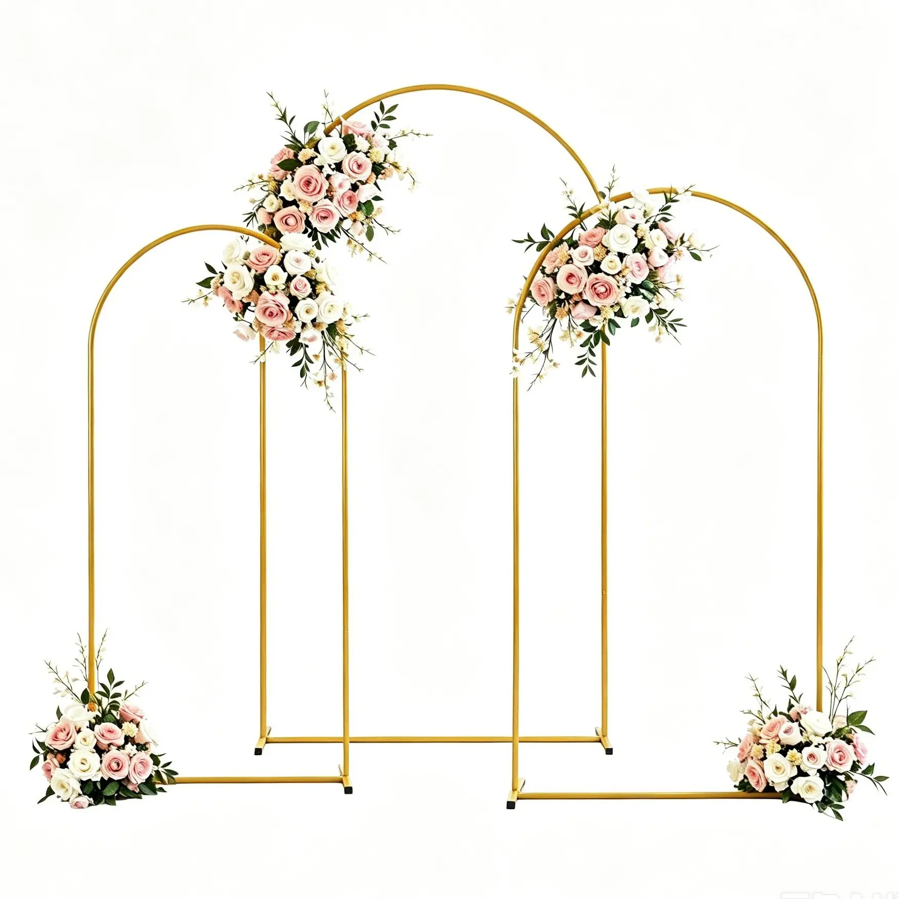 Metal Arch Backdrop Stand 7.2FT+6.6FT+6FT  Wedding Arch Backdrop Stand Set of 3 Gold Arch Backdrop Stand for Wedding Ceremony Baby Shower Birthday Graduation Father's Day Summerwins Floral Balloon Decration Deals For You restock