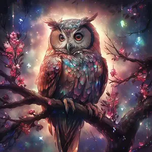 5D DIY Full Drill Diamond Painting - Diamond Painting Kit Owl on Branch Mosaic Canvas DIY Wall Art, Home Wall Decoration