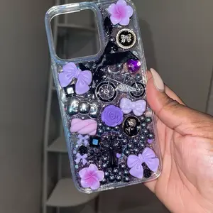 iPhone 14 Pro Max Purple Theme Junk Case Handmade with Rhinestone & 3D