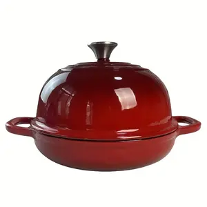 Enamel cast iron bread oven, Dutch oven with lid, 9.4-inch sourdough baking Dutch oven, 5.5-quart bread pot with dome lid, non-stick home bread cookware