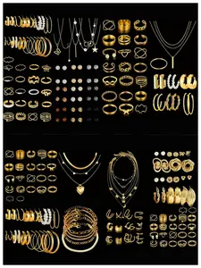 Elegant Star Butterfly Necklace Set, Geometric Large Circle Faux Pearl Earrings, Hollow Out Ring Jewelry Gift for Mother's Day Valentine's Day, Trendy Fashionable Jewelry Set