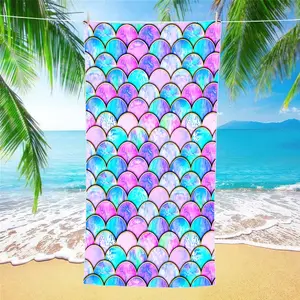 Mermaid Scale Beach Towel, Quick-Dry Microfiber Sandproof Blanket, Perfect for Summer Beaches, Pool Parties, Vacation Travel Essentials