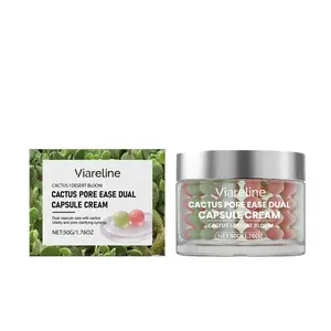 VIARELINE Cactus Dual Capsule Cream Facial | Opuntia Extract Hydrolyzed Collagen Sodium DNA, Gentle for Sensitive Skin, Deep Hydration, Moisturizing Smooth & Radiant Skin