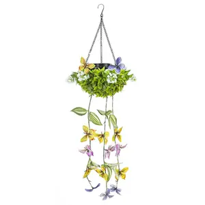 Outdoor Solar Lights - Waterproof Butterfly Vine Lights with Artificial Plant, Hanging Decorative Lamp for Garden, Balcony
